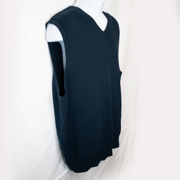 Croft & Barrow Waffle Knit Sweater Vest Mens XLT Navy Blue V Neck Tall WW03X - Picture 2 of 4